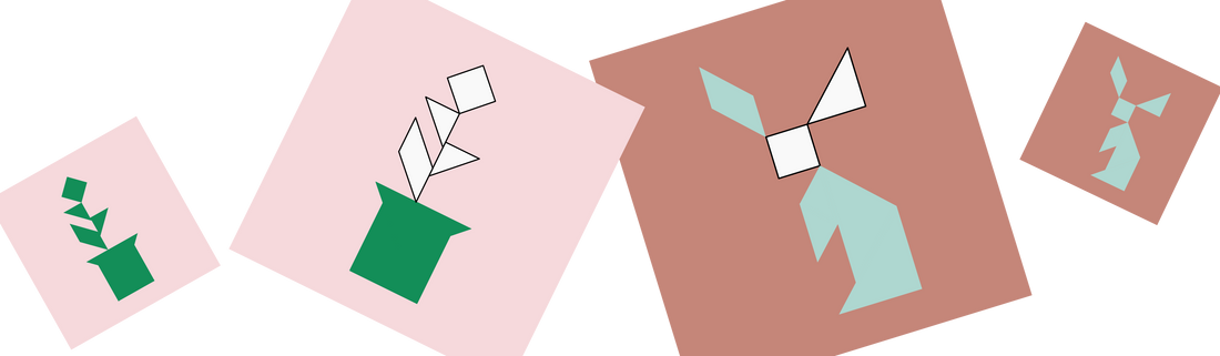 Tangram Farm Cards Potted Plant and Rabbit