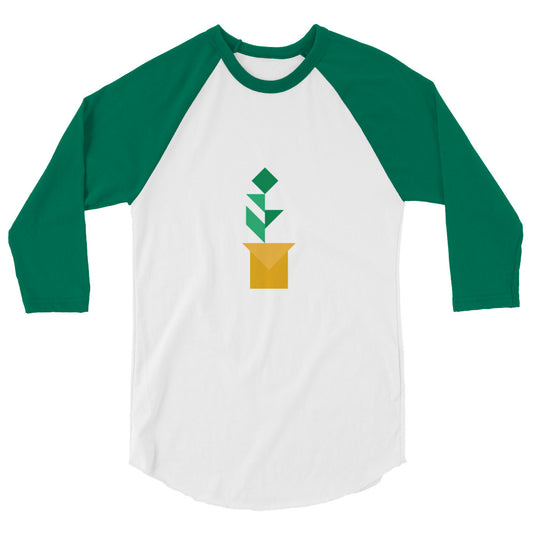 Adult Unisex Potted Plant 3/4 Sleeve Tangram T-shirt