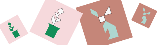 Tangram Farm Cards Potted Plant and Rabbit