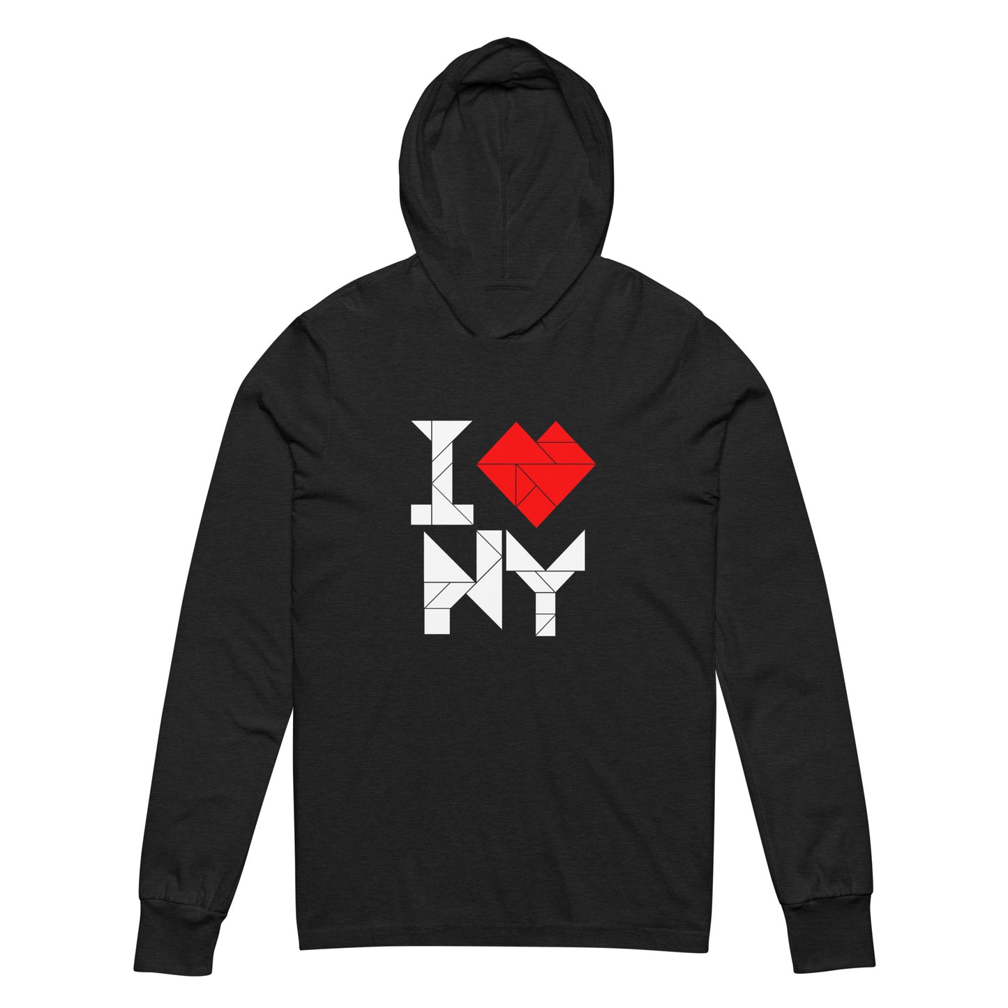 Adult Unisex I ❤︎ NY Long Sleeve Tangram Long Sleeve Hoodie