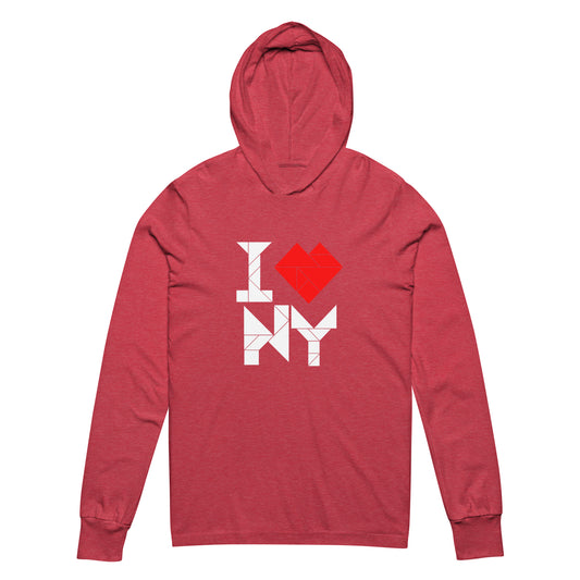 Adult Unisex I ❤︎ NY Long Sleeve Tangram Long Sleeve Hoodie